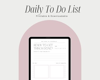 Elenco giornaliero rosa delle cose da fare, Elenco giornaliero stampabile delle cose da fare, Download istantaneo, Pianificatore minimo, Pianificatore giornaliero, Pianificatore di produttività, Pianificatore stampabile