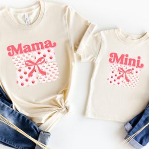 Mama and Mini Matching Pink Bow Shirt Mom and Me Coquette T-shirt Mommy and Daughter Outfits Girl Mom Tee Mother&#39;s Day Gifts Family Matching
