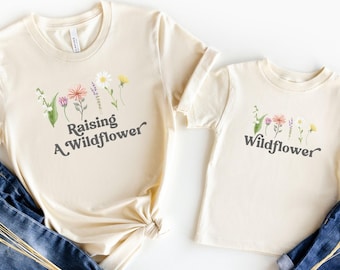 Mama and Mini Matching Shirt Mommy and Me Floral Tshirt Mommy and Daughter Wildflower Outfits Girl Mom Tee Mother's Day Gift Family Matching