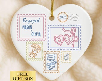 Personalized Engaged Ornament, Gift for Engaged Couple, Engagement Gift, Engaged Keepsake, First Christmas Engaged, Custom Engagement Gifts