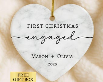 Personalized Engaged Ornament, Gift for Engaged Couple, Engagement Gift, Engaged Keepsake, First Christmas Engaged, Custom Engagement Gifts
