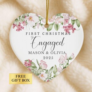 Personalized Engaged Ornament, Gift for Engaged Couple, Engagement Gift, Engaged Keepsake, First Christmas Engaged, Custom Engagement Gifts