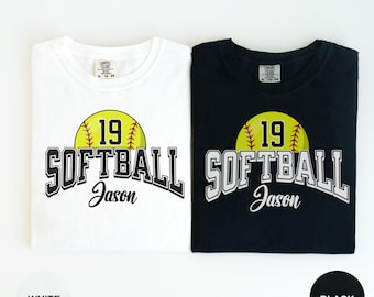 Personalized Softball Name Shirt Comfort Colors® Custom Kids name T-shirt for Softball Mama Game Day Tee Softball Dad Tee Baseball Mom Gifts