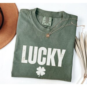St Patricks Day Shirt Vintage Lucky Shamrock tshirt Irish Green Four Leaf Clover Tee St Pattys Irish gifts Comfort Colors® Oversized Tshirt