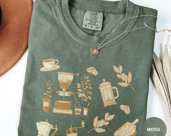 Vintage Coffee Graphic Shirt Comfort Colors®Oversized Tshirt for Women Retro Coffee Shop Tee Aesthetic Coffee Shirt Gifts Coffee Lover Gift