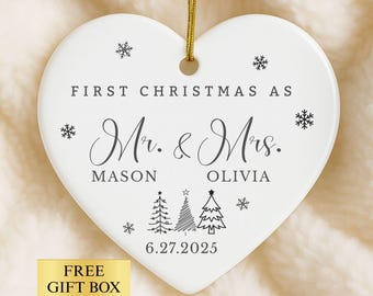 First Christmas Married Ornament, Mr and Mrs Ornaments, Personalized Wedding Gift, Custom Married Gift, Marriage Gift Couple, Newlywed Gifts