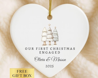 Personalized Engaged Ornament, Gift for Engaged Couple, Engagement Gift, Engaged Keepsake, First Christmas Engaged, Custom Engagement Gifts