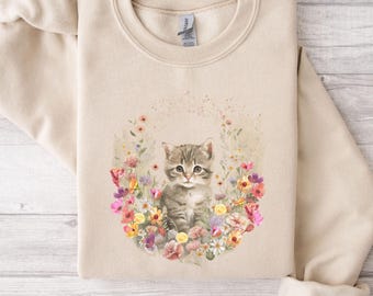 Cottagecore Cat Sweater, Artsy Catcore Cat Person Gift, Cozy