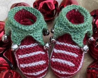 Baby Booties KNITTING PATTERN - Jingle Bells - Seamless, in Five Sizes - Digital Download PDF