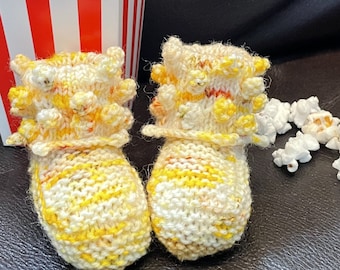 Baby Booties KNITTING PATTERN - Popcorn - Seamless, in Five Sizes, Bobbled Cuff - Digital Download PDF