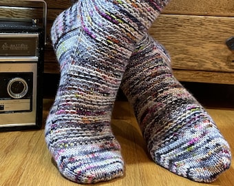 Socks KNITTING PATTERN - Wavelength - Cuff-down or Toe-up, in Four Sizes - Digital Download PDF
