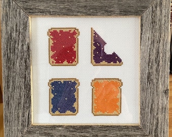 Jam on Toast - Cross Stitch Pattern PDF - Modern Embroidery Frameable