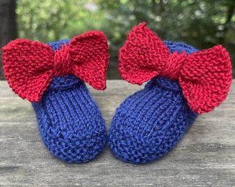 Baby Booties KNITTING PATTERN - Bow Tie - Seamless, in Five Sizes - Digital Download PDF