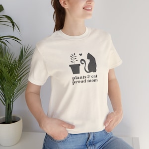 Plants and Cat T Shirt, Cute Shirt for Cats Lover, Plants Lover Gift, Plant themed T Shirt, Cat Themed T Shirt, Cat Mom Gift Plant Shirt Tee
