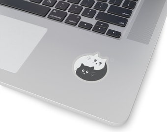 Stickers chats Yin Yang, Stickers chats Yin et Yang mignons, Stickers chats, Stickers chats Kiss-Cut, Cadeau pour amoureux des chats, Thème chat