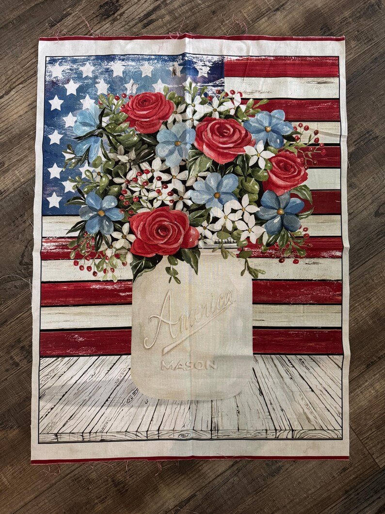 Patriotic Fabric Panel- Americana Fabric Panel- Quilting Panel - USA ...
