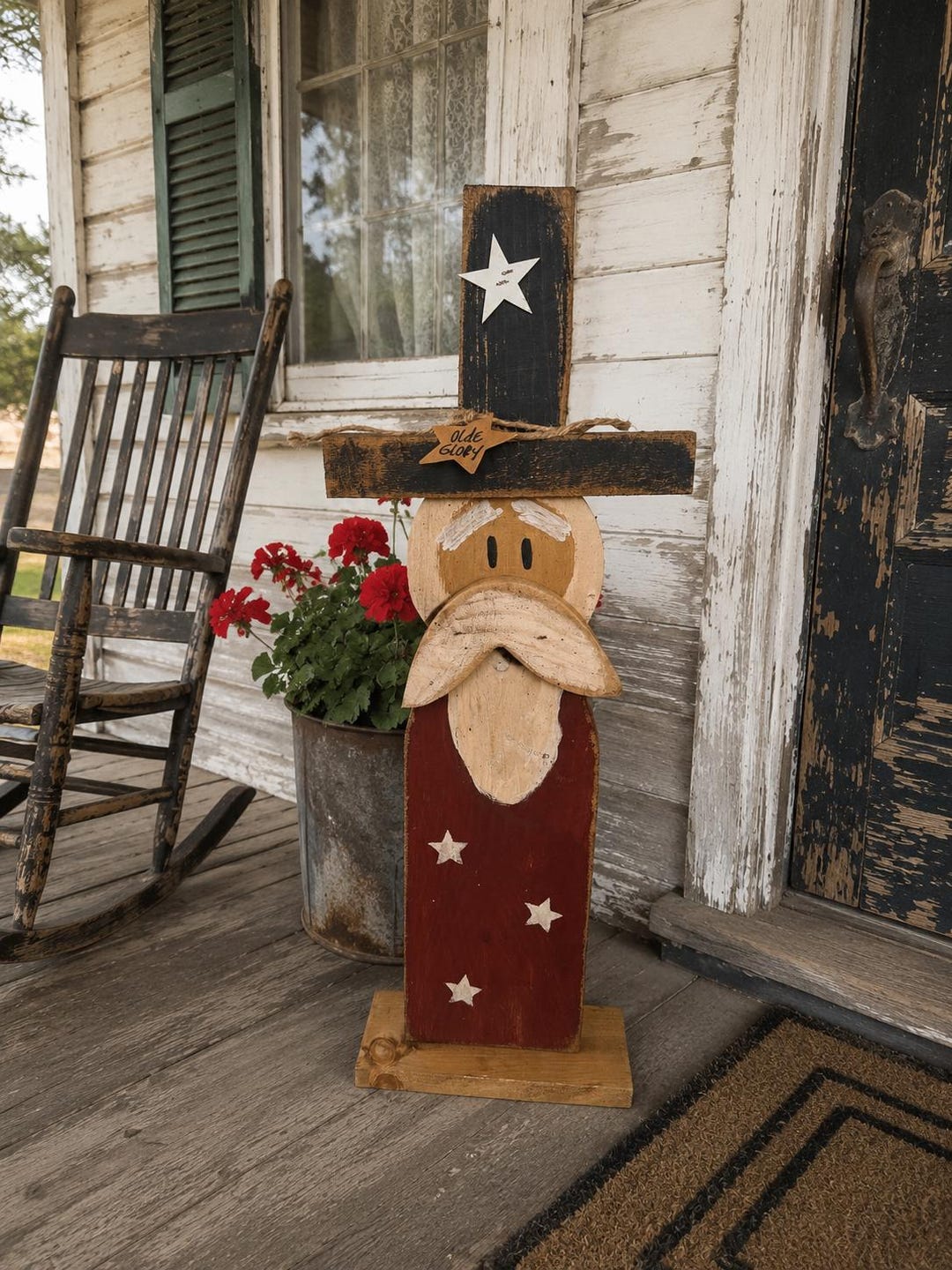 Uncle Sam 25 INCH- Wood Primitive Uncle Sam- 4th of July Decor-usa Flag ...