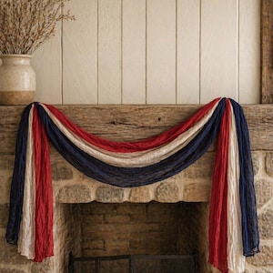 Flag Scarf Banner- US Flag Scarf runner - USA Flag Banner -USA Flag Embellishment-4th of July Wreath supply- Independence Day Craft Supply-