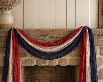 Flag Scarf Banner- US Flag Scarf runner - USA Flag Banner -USA Flag Embellishment-4th of July Wreath supply- Independence Day Craft Supply-