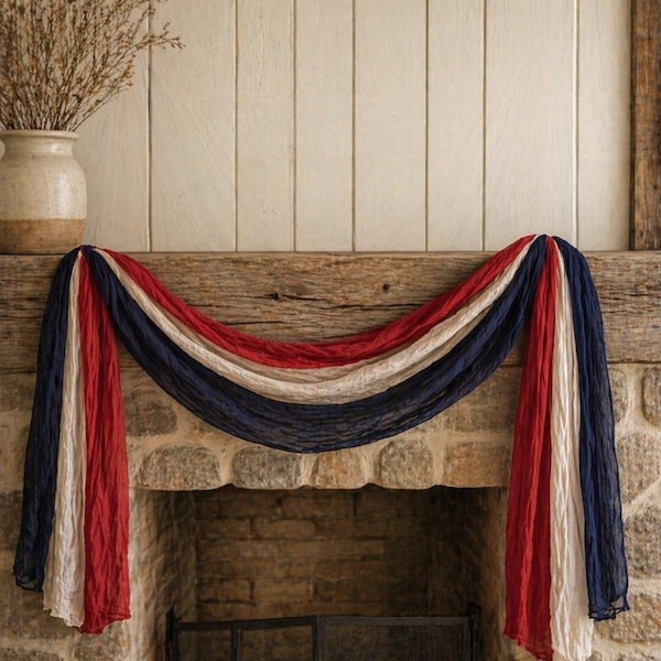Flag Scarf Banner- US Flag Scarf runner - USA Flag Banner -USA Flag Embellishment-4th of July Wreath supply- Independence Day Craft Supply-