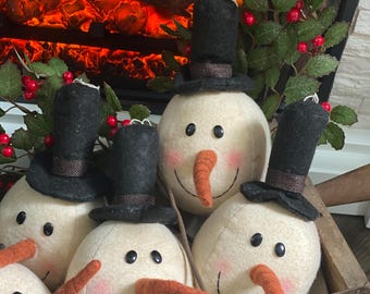 Farmhouse Snowman head-Primitive Snowman bowl filler-Handmade Snowman-Christmas Snowman-Folkart Snowman -Christmas Decor-Country Snowman