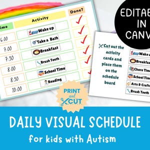 Editable Visual Schedule Printable for Autism | Daily Routine Chart for Kids & Toddlers | PECS Activity Cards | Now-Next-Later Routine Board