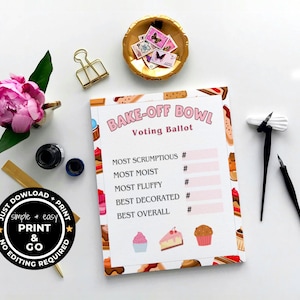 Sommer Bake-Off Scorecard | Druckvorlage für Feiertage, Schul-, Büro- und Familienfeste - Sofortdownload | Jahreszeitenspiel