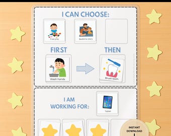 First Then Board Printable | Autism ABA Visual Schedule, Reward Chart (Digital Download)