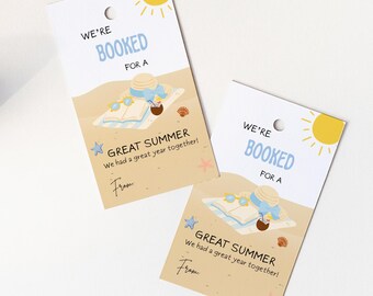 Booked For the Summer End of Year Tag, Summer is Here Teacher Gift Tags, Schools Out Tags for Classmate