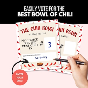 Chili Cook Off Voting Ballot Printable | Food Ranking Card for Chili Competition, Food Contest Events, Tailgate Party, Instant Download