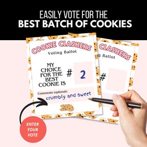 Cookie Bake-Off Scorecard, Cookie Clashers Voting Ballot, Printable Cookie Contest Game, Holiday Baking Competition, Instant Download