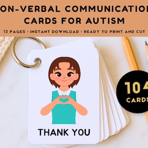104 Printable Picture Communication Cards, Nonverbal Visual Aid, Nonverbal Speech Aid for Classroom, Homeschool, Autism Communication image 4
