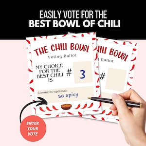 Summer Chili Cook-Off Scorecard | Food Ranking Chili Bowl Voting Ballot - Tailgates, BBQs, Fundraisers, Festivals & Family Parties