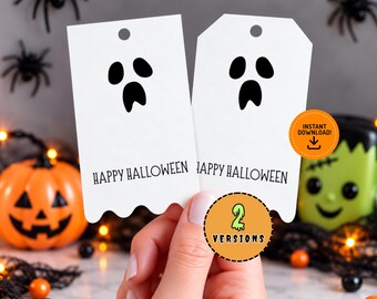 Ghostly Happy Halloween Treat Tag, Spooky Gift & Basket Tags, Cute Ghost Halloween Printable Favor Tags, Digital Download
