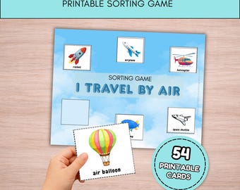 Transportation Sorting Game | Preschool Sorting Activity | Preschool Teacher Printables | Vehicle Game for Busy Books | Montessori Resource