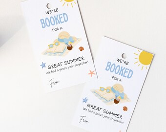 Booked For the Summer Schools Out Tag, Summer is Here Teacher Gift Tags, End Of Year Tags for Classmate