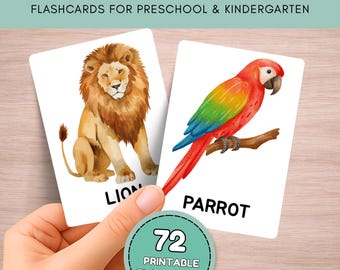 Zoo Animals Flashcards Printable | 72 Animal Vocabulary Cards | Preschool Learning | Homeschool | Montessori | Circle Time Activities