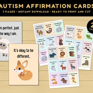Mazzo di carte di affermazione sull'autismo stampabile • 27 carte di fiducia sensoriali per bambini, terapia e angoli di calma in classe PDF da scaricare