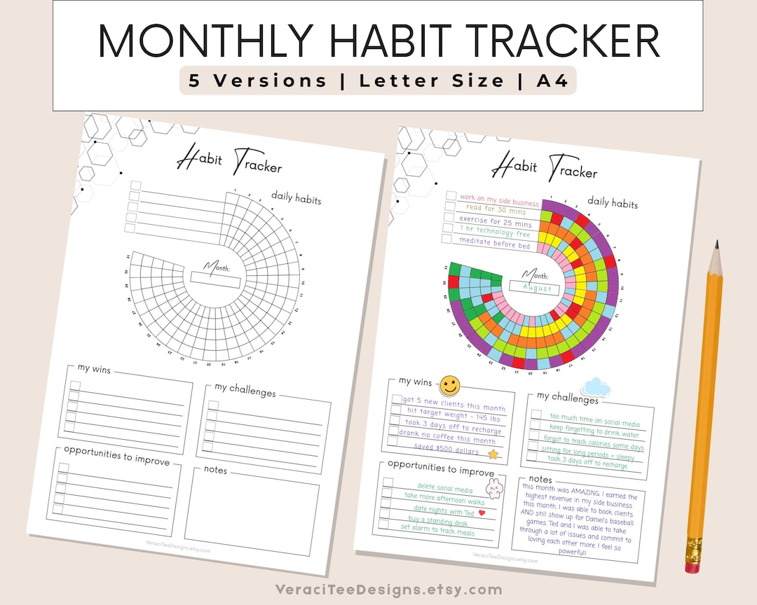 Habit Tracker, Printable Journal Page, Monthly Goal Tracker, Goal ...