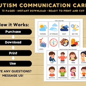 104 Printable Picture Communication Cards, Nonverbal Visual Aid, Nonverbal Speech Aid for Classroom, Homeschool, Autism Communication image 7