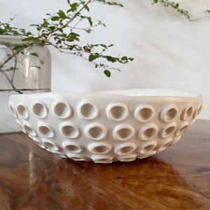 Large Snowflake White Lotus Bowl White Ceramic Bowl, Ring Dish, Trinket Dish image 4