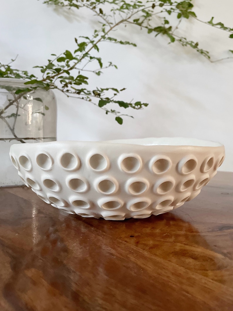 Large Snowflake White Lotus Bowl White Ceramic Bowl, Ring Dish, Trinket Dish image 4