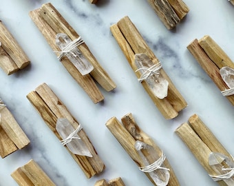 Palo Santo Quartz Smudge Kit - Palo Santo, Quartz Crystal, Space Clearing, Energy Cleansing, Protection Ritual