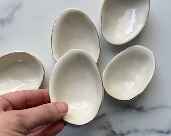 Small Gold Trim Abalone Bowl - Abalone Shell Beach Decor Ring Dish Trinket Dish Soap Dish Gold Small Bowl