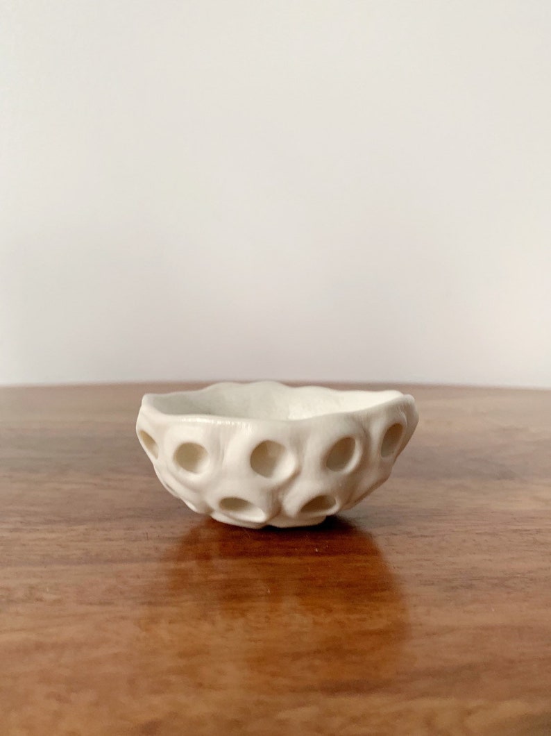 Little Lotus Bowl, White Pinch Bowl, Salt Dish, Ceramic Ring Dish, Small Porcelain Bowl image 6