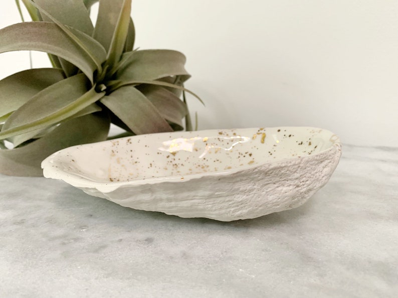 Gold Splatter Abalone Bowl Abalone Shell Beach Decor Ring Dish Trinket Dish Soap Dish Gold Small Bowl image 3