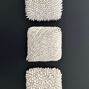 Botanical Tile Trio - MADE TO ORDER - Ceramic Wall Art,  Ceramic Wall Sculpture, Texture Porcelain Tiles