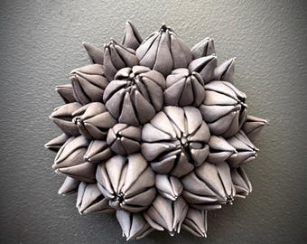 Protea  – Black Porcelain Wall Sculpture | Handmade Ceramic Flower | Modern Botanical Wall Art