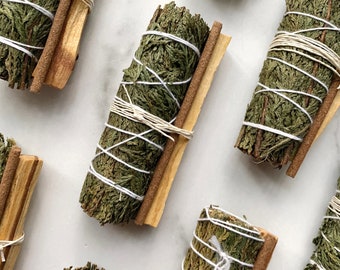 Cedar Smudge Kit - Cedar and Palo Santo, Space Clearing, Energy Cleansing, Protection Ritual