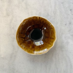 Small Amber Lotus Bowl Small Carved Ceramic Bowl, Ring Dish, Pinch Bowl, Trinket Dish image 8